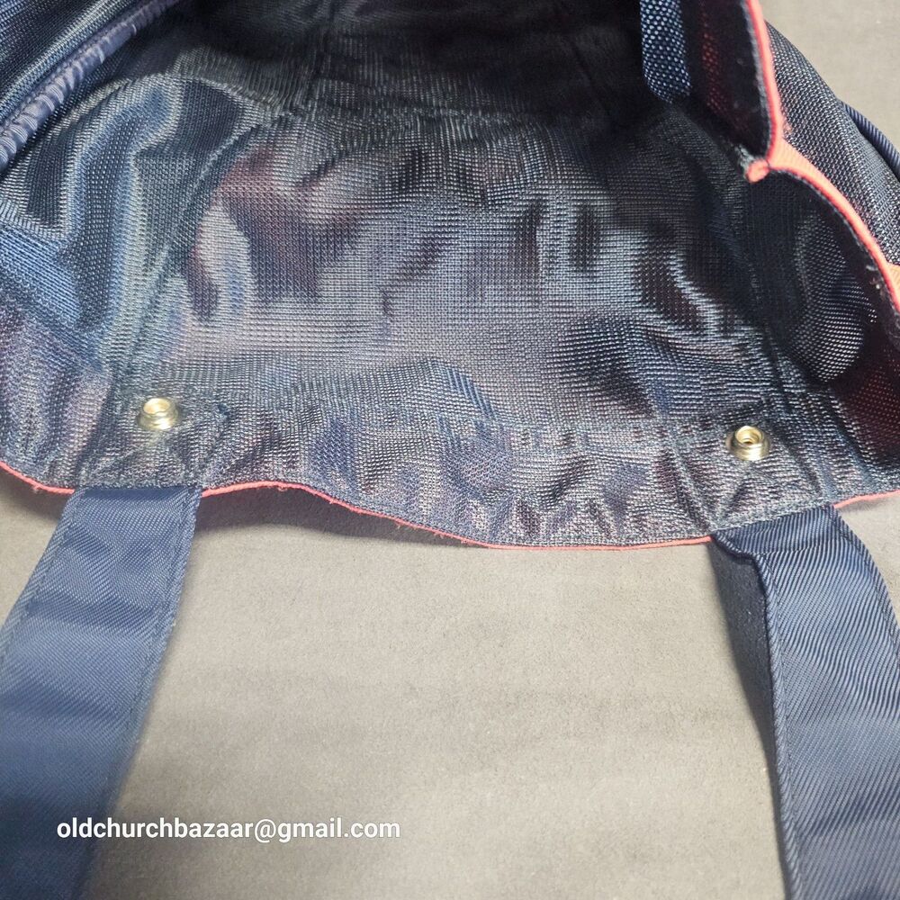 Navy Blue & Red NIKE Swooh Mesh Bag, Beach, Gym, Tote, Carry-On - Picture 7 of 11